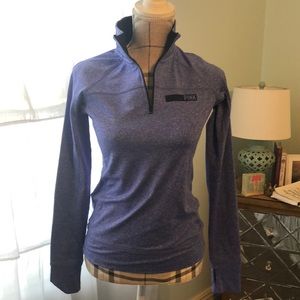 Blue PINK heathered 1/4 zip pullover